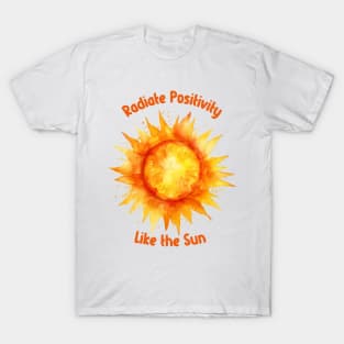 Radiate Positivity Brushed Watercolor Painted Sun T-Shirt